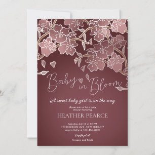 Baby i Bloom Asian Cherry Blommar Shower Inbjudningar