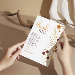 Baby i Bloom Autumn Wildblomme Baby Shower Tack Kort