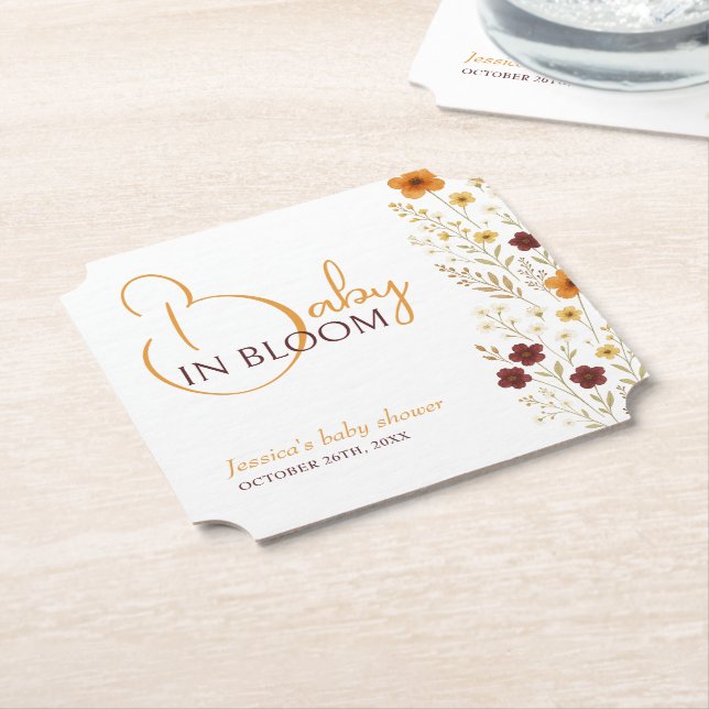 Baby i Bloom Autumn Wildblomme Baby Shower Underlägg Papper (Vinklad)