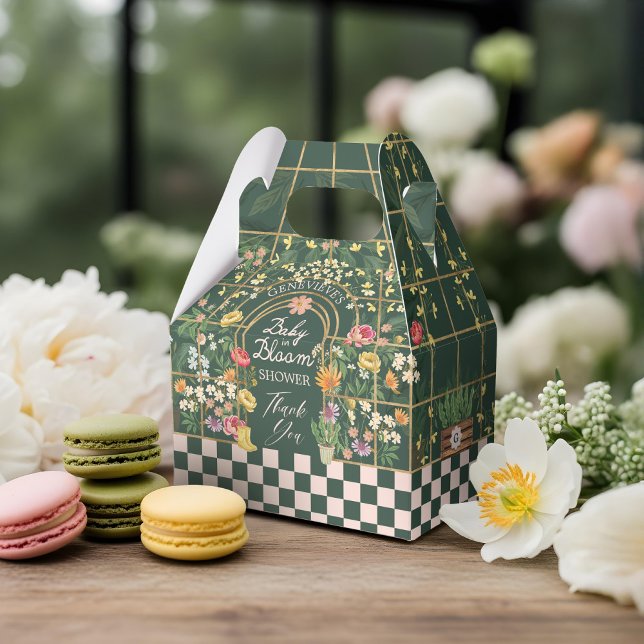 Baby i Bloom Baby Shower Blommigt Garden Greenhous Presentaskar (Baby in Bloom Baby Shower Floral Garden Greenhouse Favor Boxes)