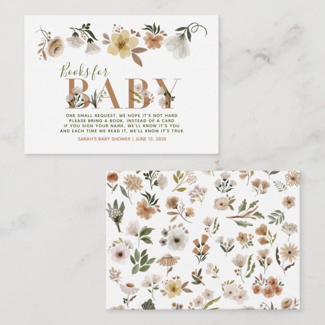 Baby i Bloom Baby Shower Boho Bok Request Tilläggskort (Fram/baksida)