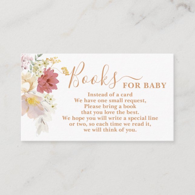 Baby i Bloom Baby Shower Bokar för Baby Card Tilläggskort (Framsida)