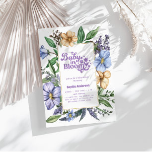 Baby i Bloom Baby Shower - botaniskt vattenfärg Inbjudningar