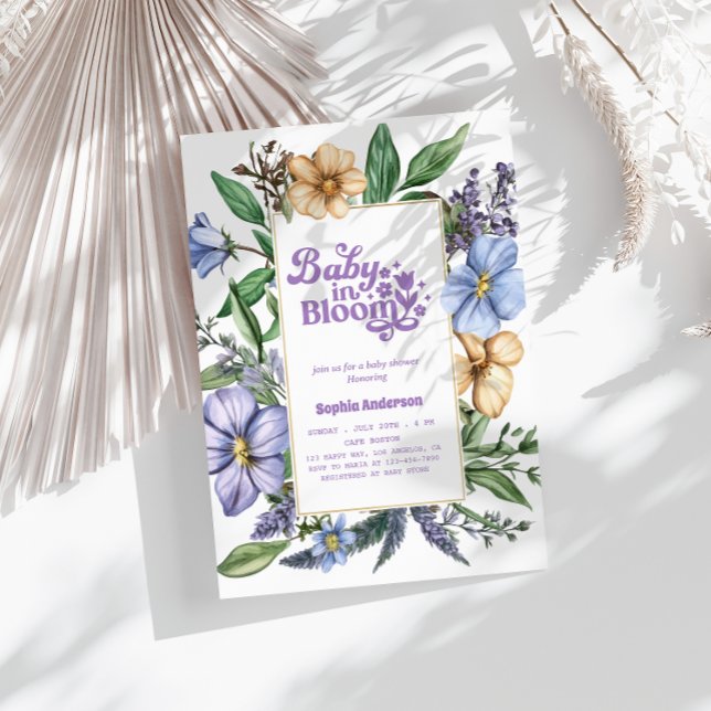 Baby i Bloom Baby Shower - botaniskt vattenfärg Inbjudningar (Skapare uppladdad)