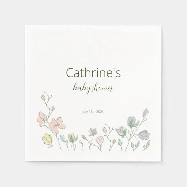 Baby i Bloom Baby Shower Gender Neutral Pappersservett (Framsidan)