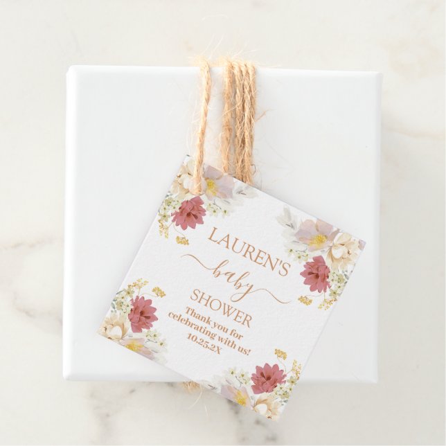 Baby i Bloom Baby Shower Girl Gåvor Etiketter (På plats)