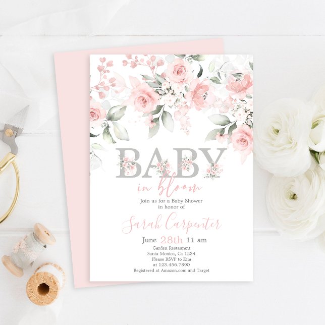 Baby i Bloom Baby Shower Girl-inbjudan Inbjudningar (Skapare uppladdad)
