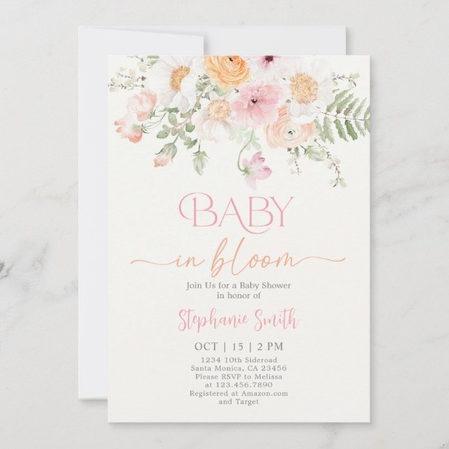 Baby i Bloom Baby Shower Girl-inbjudan Inbjudningar (Framsida)