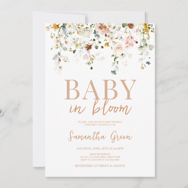 Baby i Bloom Baby Shower Inbjudningar (Framsida)