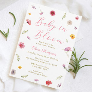 Baby i Bloom Baby Shower Inbjudningar