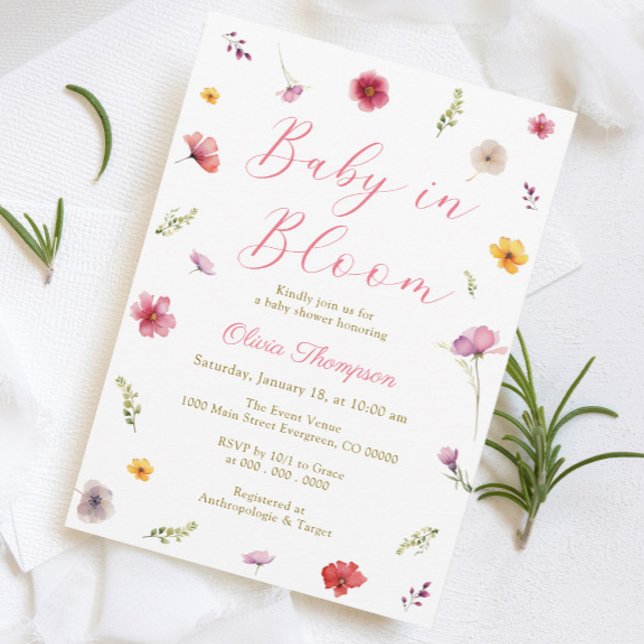 Baby i Bloom Baby Shower Inbjudningar (Skapare uppladdad)