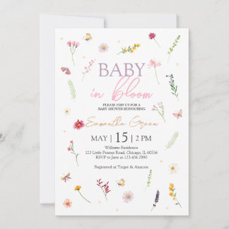 Baby i Bloom Baby Shower Inbjudningar