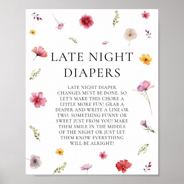 Baby i Bloom Baby Shower Late Night Diaper Game Poster (Framsidan)