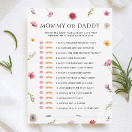 Baby i Bloom Baby Shower Mamma eller pappa Game Ca Inbjudningar