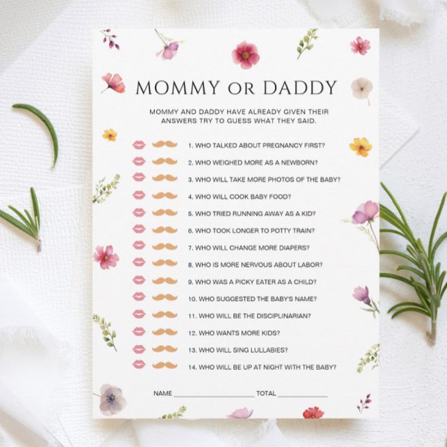 Baby i Bloom Baby Shower Mamma eller pappa Game Ca Inbjudningar (Skapare uppladdad)
