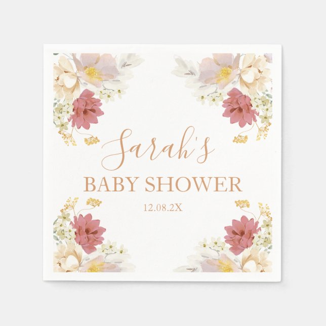 Baby i Bloom Baby Shower Napkins Pappersservett (Framsidan)