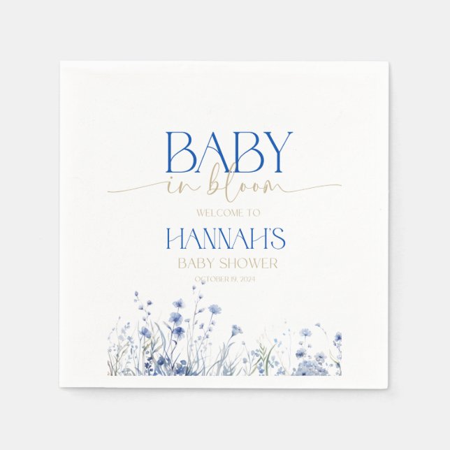 Baby i Bloom Baby Shower napkins Pappersservett (Framsidan)