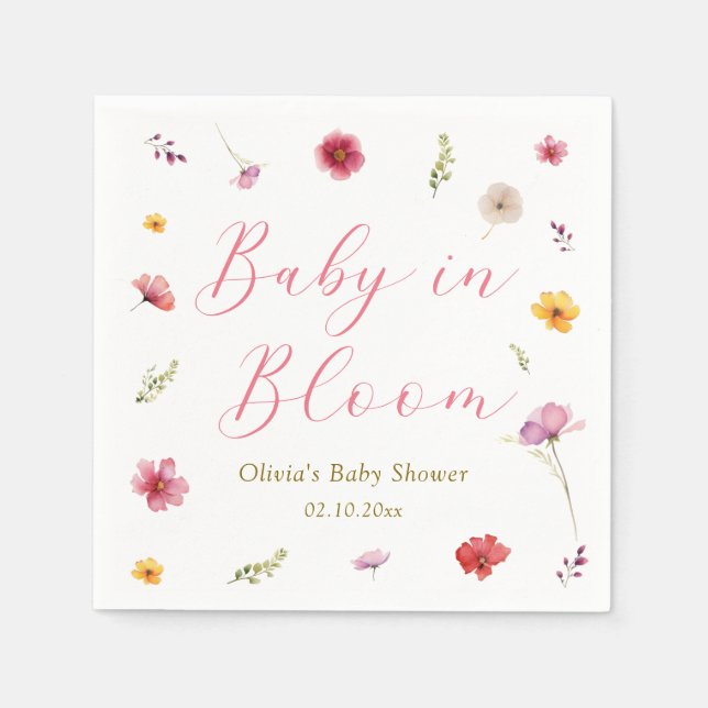 Baby i Bloom Baby Shower Pappersservett (Framsidan)