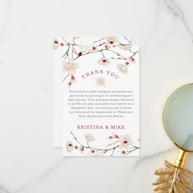 Baby i Bloom Baby Shower Tack Kort (Fram/Back In Situ)