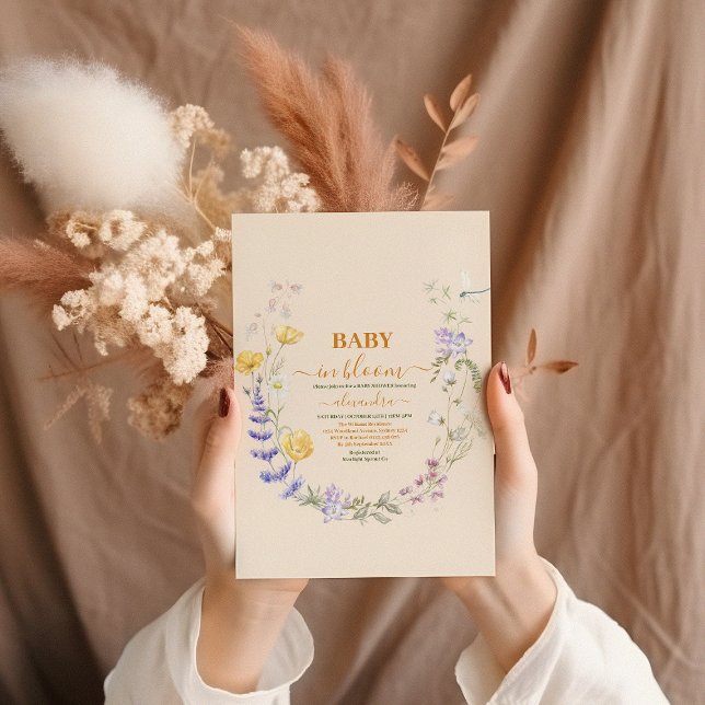 Baby i Bloom Baby Shower Vild Baby Inbjudningar (Skapare uppladdad)