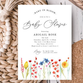 Baby i Bloom Baby Shower Wildblomme Meadow Gräns Inbjudningar