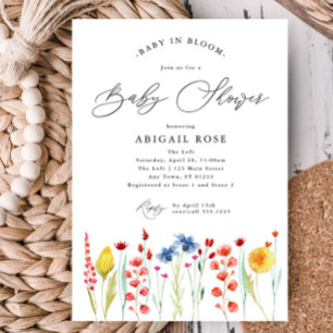 Baby i Bloom Baby Shower Wildblomme Meadow Gräns Inbjudningar