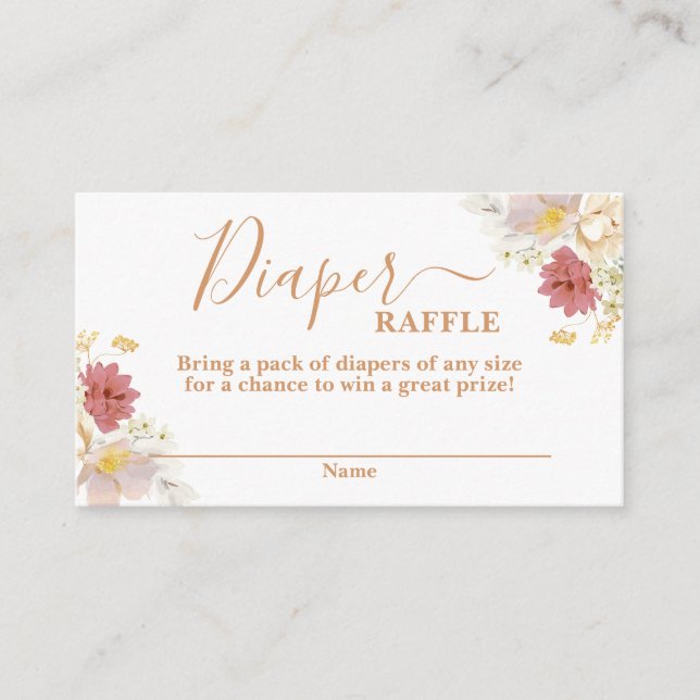 Baby i Bloom babydusch Diaper Raffle Card Tilläggskort (Framsida)