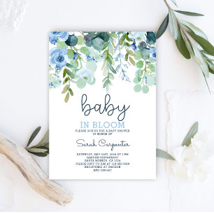 Baby i Bloom babyduschpojke Inbjudningar