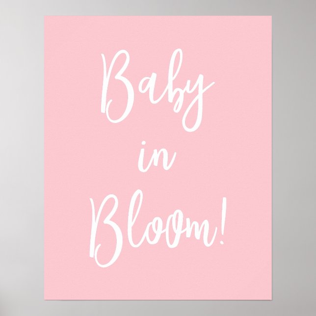 Baby i Bloom babyduschskylt Poster (Framsidan)
