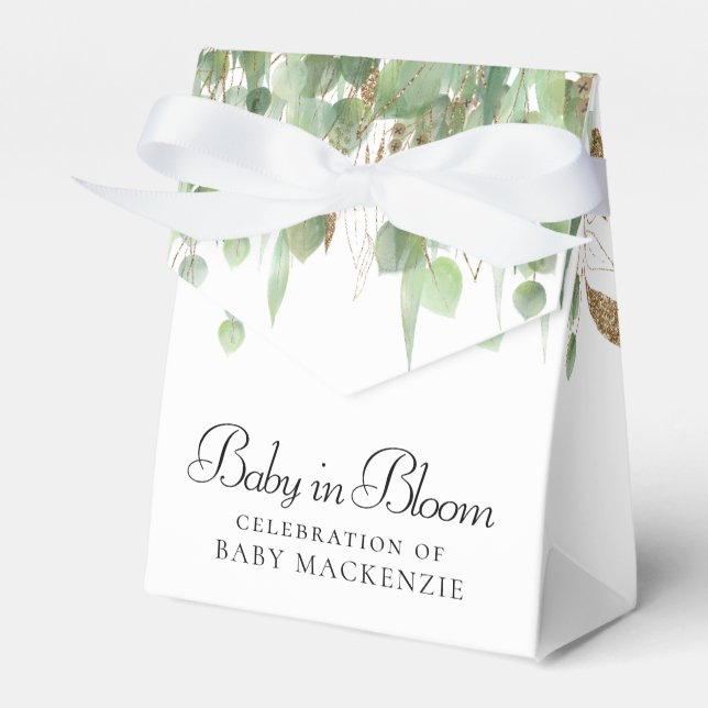 Baby i Bloom | Ballon och eukalyptus Baby Shower Presentaskar (Framsidan Sidan)