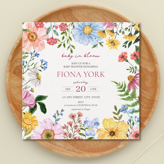 Baby i Bloom | Bebisdusch för Cute Wildblomma Inbjudningar (baby in bloom wildflower spring cute girls baby shower)