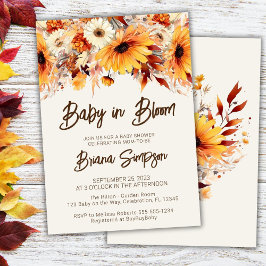 Baby i Bloom Beige Fall Blommigt Baby Shower Inbjudningar