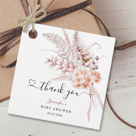 Baby i Bloom | Beige Vår Blommigt Baby Shower Gåvor Etiketter