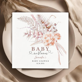 Baby i Bloom | Beige Vår Blommigt Baby Shower Pappersservett