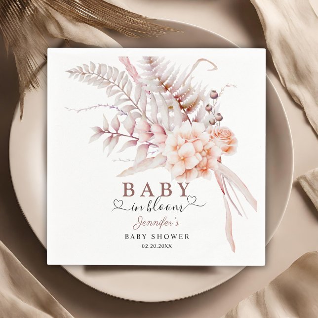 Baby i Bloom | Beige Vår Blommigt Baby Shower Pappersservett (Skapare uppladdad)