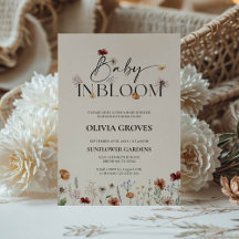 Baby i Bloom Beige Wildblomme Baby Shower