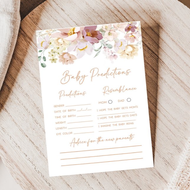 Baby i Bloom Blommigt Baby Predictions Game (Spring Wildflower Baby Shower Baby Predictions Game)