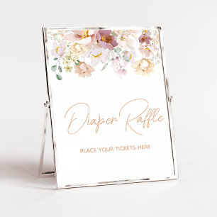 Baby i Bloom Blommigt Baby Shower Diaper Raffle Poster