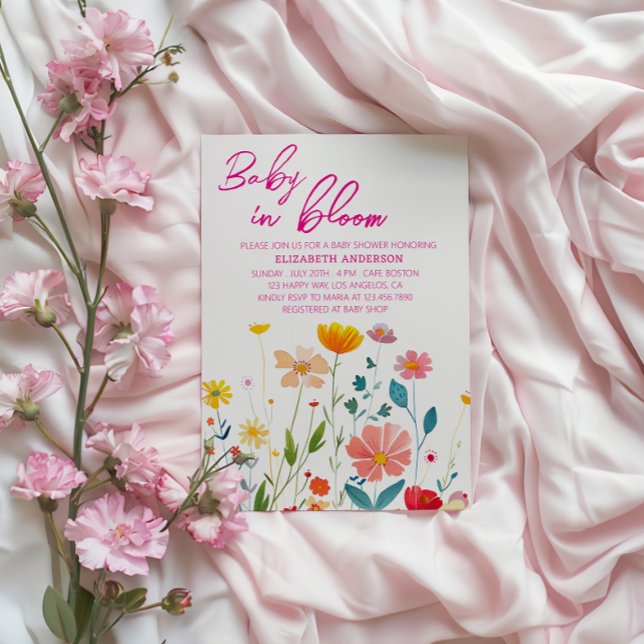 Baby i Bloom Blommigt Baby Shower - Elegant blommo Inbjudningar (Skapare uppladdad)