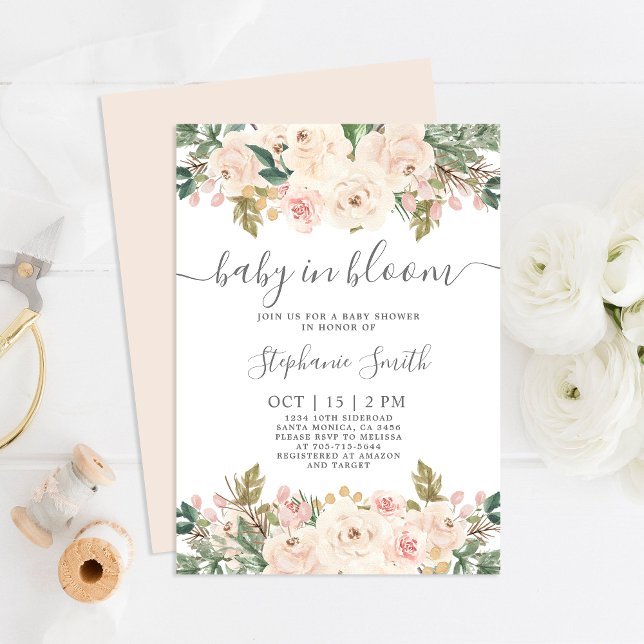 Baby i Bloom Blommigt Baby Shower Girl-inbjudan Inbjudningar (Skapare uppladdad)