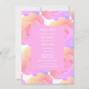 Baby i Bloom Blommigt Baby Shower Girls Rosa ros Inbjudningar
