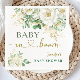Baby i Bloom Blommigt Baby Shower Grönt Guld Pappersservett
