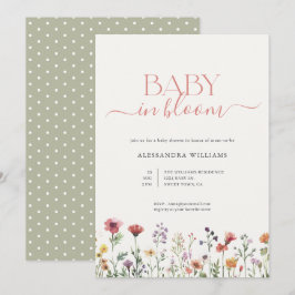 Baby i Bloom Blommigt Baby Shower Inbjudningar