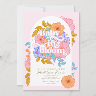 Baby i Bloom Blommigt Baby Shower Inbjudningar