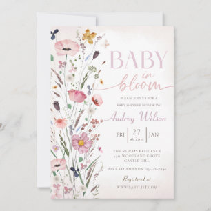 Baby i Bloom Blommigt Baby Shower Inbjudningar