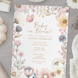 Baby i Bloom Blommigt Baby Shower Inbjudningar