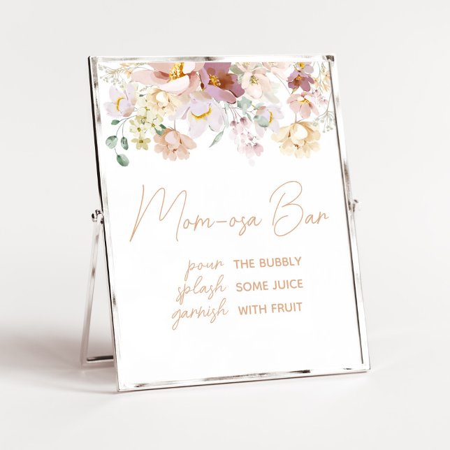 Baby i Bloom Blommigt Baby Shower Mamma Osa Pub Poster (Spring Wildflower Baby Shower Mom Osa Bar Sign)