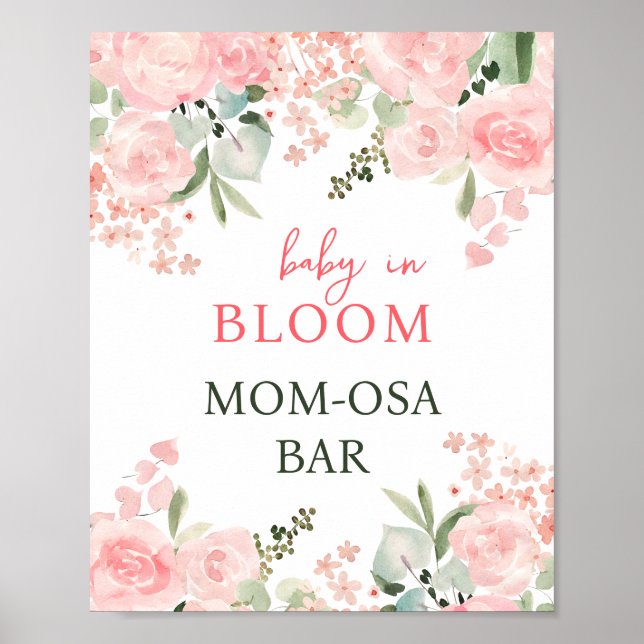 Baby i Bloom Blommigt Baby Shower Mimosa Party Sig Poster (Framsidan)