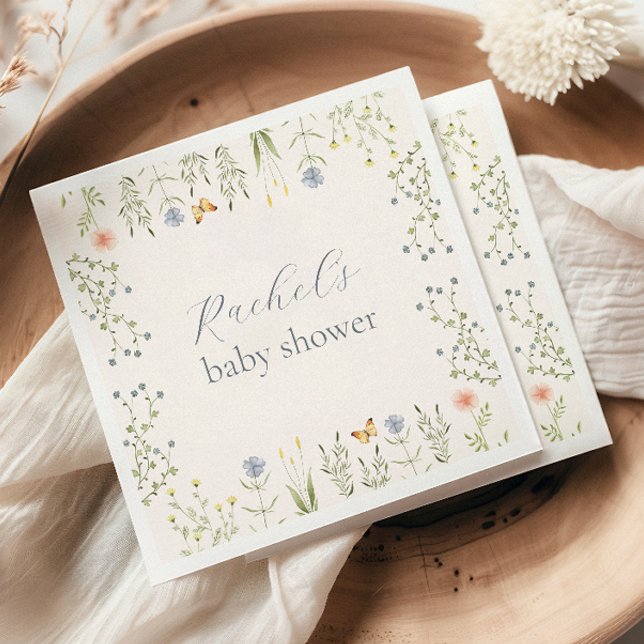 Baby i Bloom Blommigt Baby Shower Napkin Pappersservett (Skapare uppladdad)