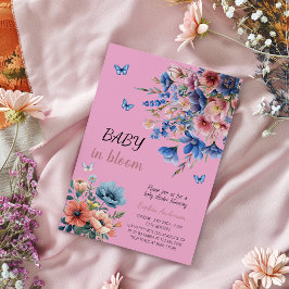 Baby i Bloom Blommigt Baby Shower - Pastel Flowers Inbjudningar